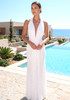 Halter Draped Lace Maxi Dress White