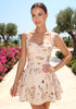 Halter Floral Bustier A Line Dress Nude
