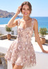 Floral Embroidered A Line Dress Nude Pink
