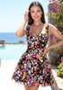 Floral Embroidered A Line Dress Black