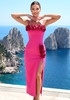 Floral Detail Midi Dress Hot Pink