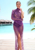 One Sleeve Draped Lace Maxi Dress Purple