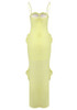 Ruffle Detail Bustier Maxi Dress Yellow
