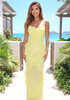 Ruffle Detail Bustier Maxi Dress Yellow