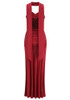 Strapless Sequin Draped Maxi Dress Red