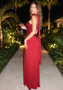 Strapless Sequin Draped Maxi Dress Red