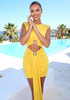 Draped Cut Out Detail Dress Yellow