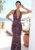 Halter Draped Maxi Dress Animal Print