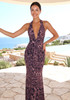 Halter Draped Maxi Dress Animal Print