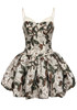 Floral Sequin Bubble Dress Brown Green