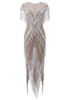 Crystal Tassel Mesh Maxi Dress Silver