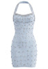 Halter Crystal Dress Light Blue