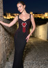 Crystal Heart Embellished Maxi Dress Black