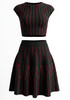 Striped A Line Two Piece Dress Black Red