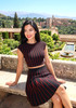 Striped A Line Two Piece Dress Black Red