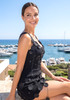 Floral String Detail Structured Dress Black