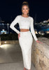 Long Sleeve Crystal Embellished Two Piece Maxi Dress White