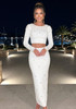 Long Sleeve Crystal Embellished Two Piece Maxi Dress White