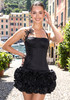 Halter Floral Detail Corset Two Piece Dress Black