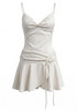 Floral Draped A Line Corset Dress Ivory