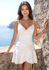 Floral Draped A Line Corset Dress Ivory
