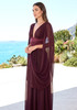 Draped A Line Maxi Dress Burgundy