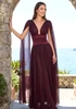Draped A Line Maxi Dress Burgundy