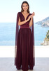 Draped A Line Maxi Dress Burgundy