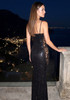 Lace Insert Sparkly Maxi Dress Black
