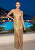 Halter Tassel Detail Maxi Dress Gold