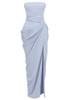 Strapless Draped Corset Maxi Dress Light Blue