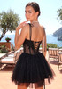 Floral Lace Corset A Line Dress Black