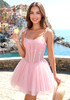 Floral Lace Corset A Line Dress Pink