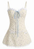 Floral Lace Corset Two Piece Dress Ivory Blue