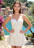 Floral Lace Corset Two Piece Dress Ivory Blue