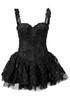 Embroidered Floral A Line Dress Black