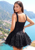 Embroidered Floral A Line Dress Black