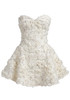Strapless Floral Corset A Line Dress Ivory