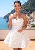 Strapless Floral Corset A Line Dress White
