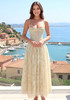 Halter Lace Bustier A Line Maxi Dress Green