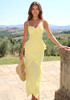 Pleated Ruffle Maxi Dress Yellow