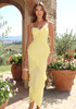 Pleated Ruffle Maxi Dress Yellow