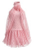 Halter Draped Lace A Line Dress Pink