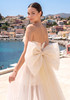 Strapless Floral Bow Detail Dress Ivory