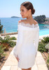 Long Sleeve Lace Bardot Blazer Dress White