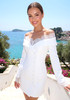 Long Sleeve Lace Bardot Blazer Dress White