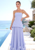 Strapless Pleated Petal Maxi Dress Blue