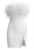 Strapless Feather Crystal Dress White