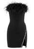 Strapless Feather Crystal Dress Black