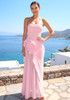 Strapless Floral Detail Maxi Dress Pink